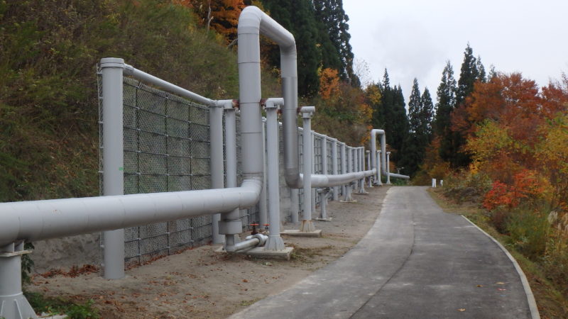 上の岱蒸気基地E-B蒸気配管雪崩対策工事